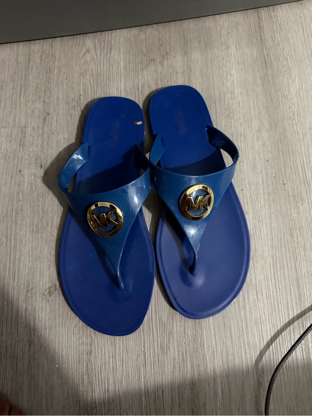 Michael Kors Blue Logo Jelly Thong Sandals